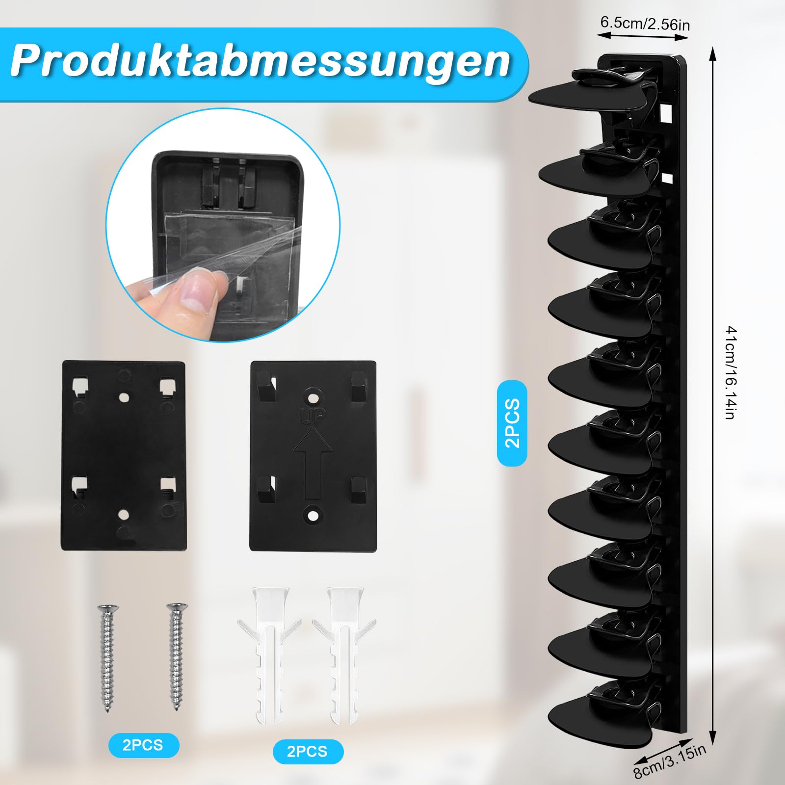 2 Stück Cap Halter für Baseballkappen,Cap Halterung Wand Hält bis zu 40 Hüte, Hutständer Kappen Aufbewahrung und Display für Tür Schrank Schlafzimmer
