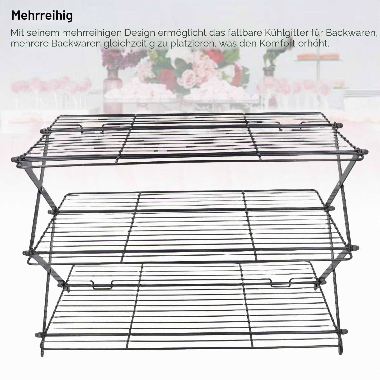 Backkühlgitter, Faltbares Rechteckiges Eisen-Koch-Backkühlgitter, Mehrschichtiges Design Fördert die Luftzirkulation, für Kuchen, Kekse und Kekse
