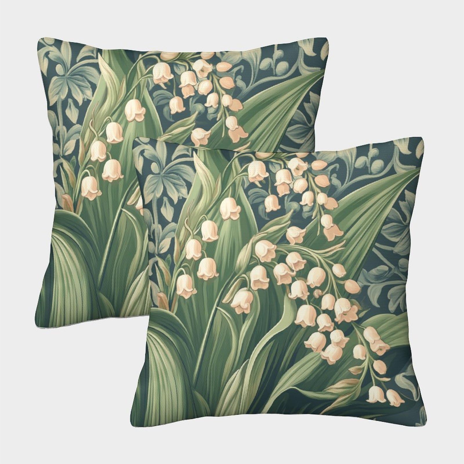 kaiyun 2 Pack Lily of The Valley Pattern,Stems And Leaves 3D Cushion Cover Pillow Cover Sofa Outdoor Decoration Square 40x40cm