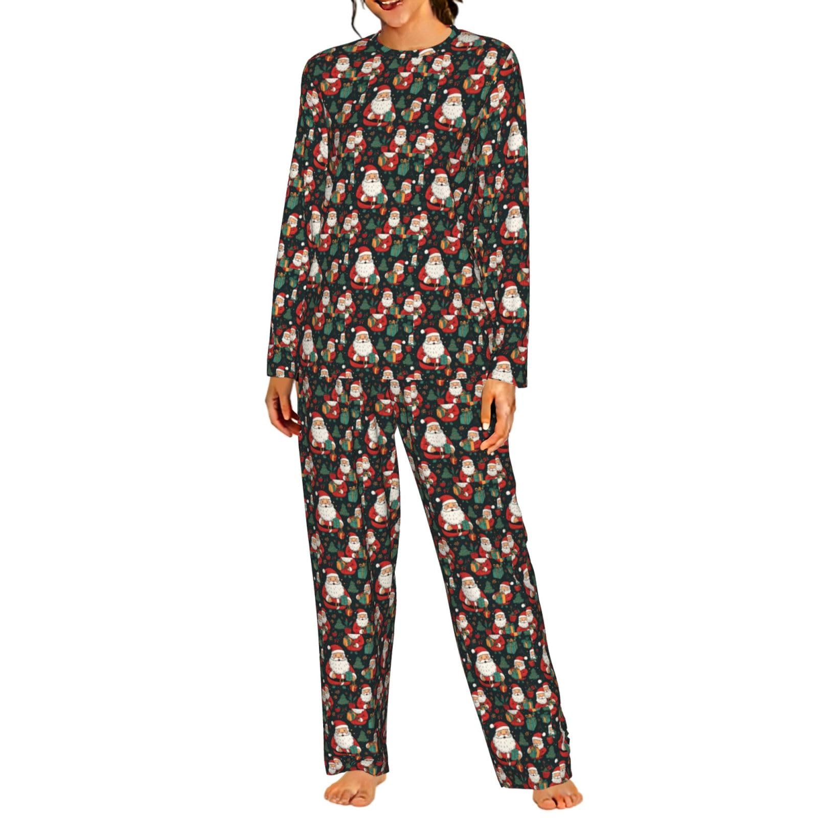 Pigiama da donna a maniche lunghe con stampa Merry Christmas Comodi abbigliamento da notte