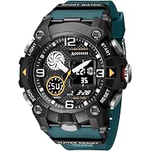 Mens Outdoor Sports Watch, Analog Digital Dual Display, Water Resistant, Military Style with Stopwatch, Large Dial, Multifunctional Tactical Army, Shock Resistant