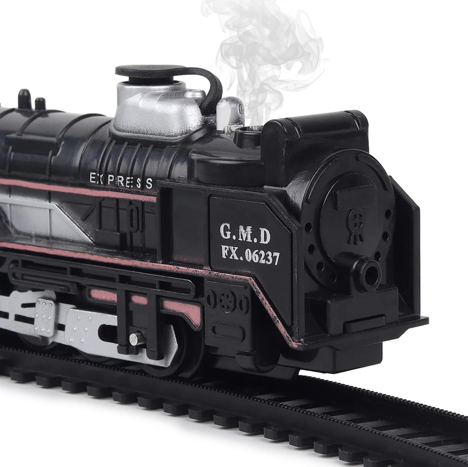 VU Toys Small Rail King Train Set (3+ Years) with C-Type Charger – Rechargeable Battery Operated Steam Engine, Coal, Passenger, and 10 Round Track- with Smoke, Light & Music Train for Kids