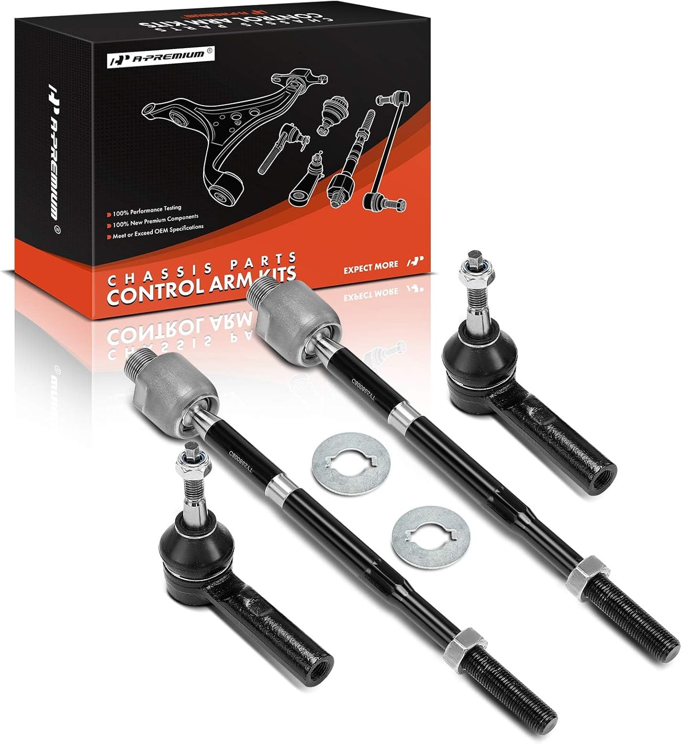 A-Premium Set of 4, Front Inner Outer Tie Rod End Kit, Compatible with Chevrolet Camaro 2010 2011 2012 2013 2014 2015