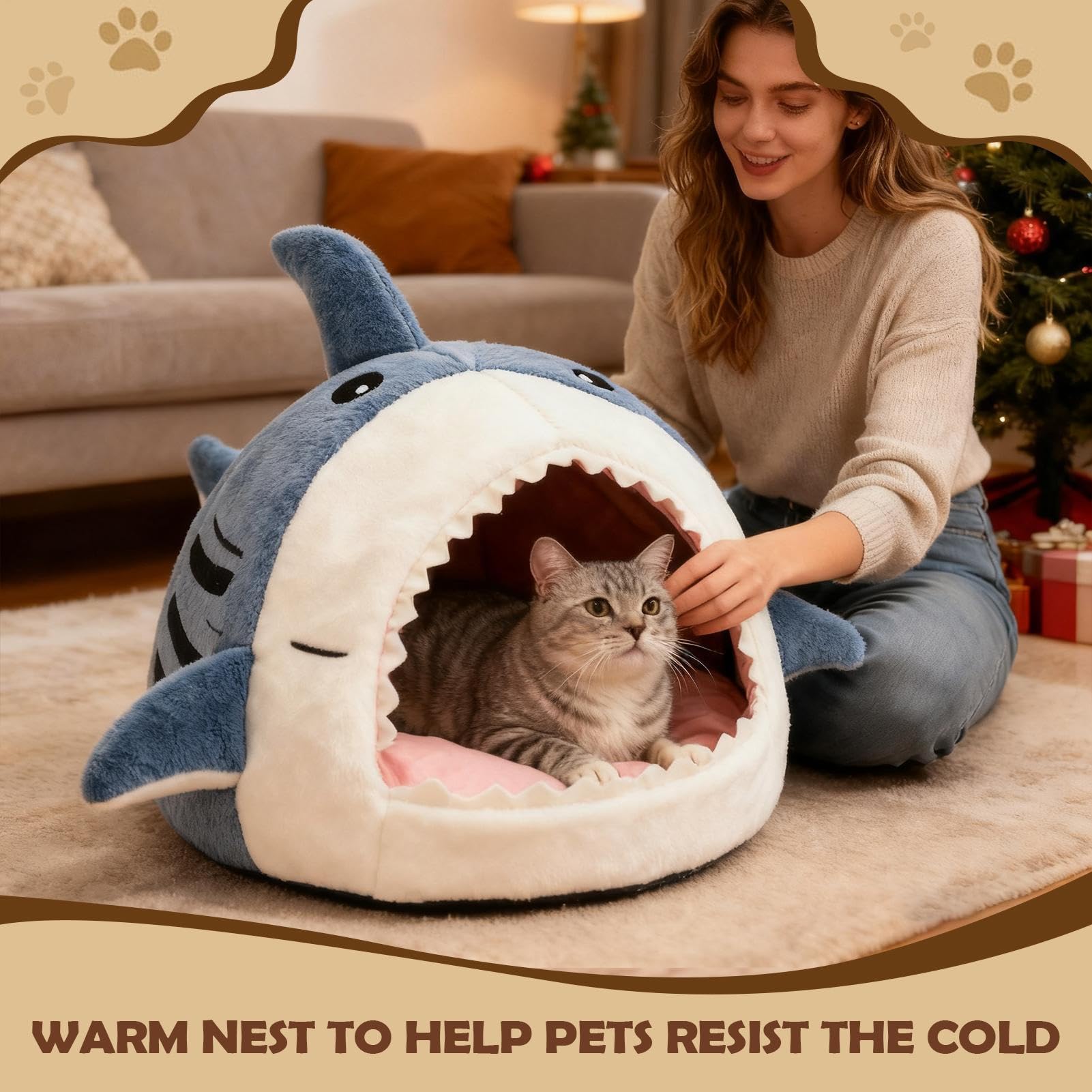Casa De Tiburón De Felpa Lavable: para Gato/Perro Pequeño, Escondite Y Duradero, Muebles De Interior Duraderos, Solución Ideal para Dormir | Rincón Relajante Y Confiable para Dormitorio