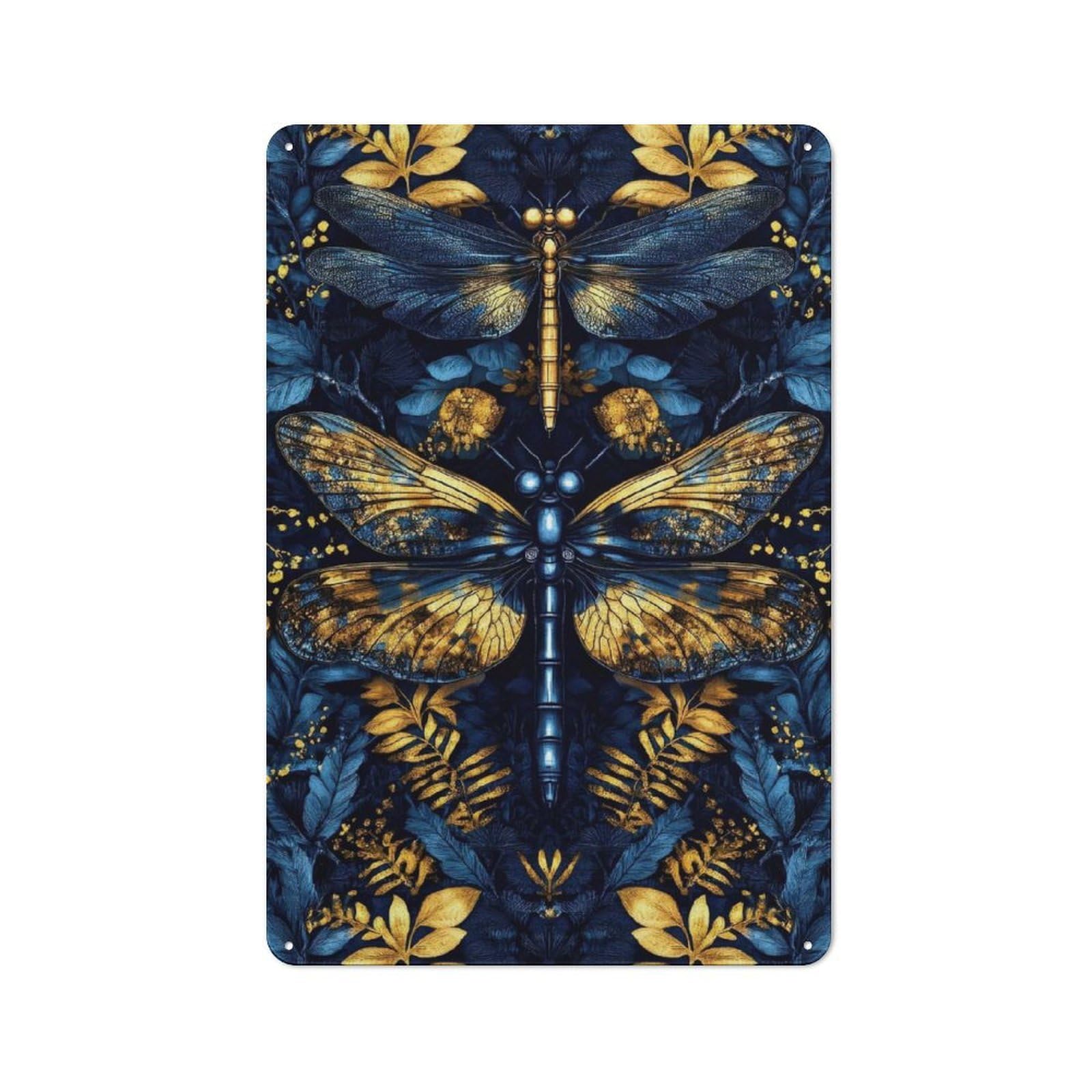Junmoney Style-10 30X20cm Retro Metal Sign With Dragonfly And Floral Pattern For Living Room Or Hallway, For Living Room Decor Lovers Refreshing A Room In Autumn
