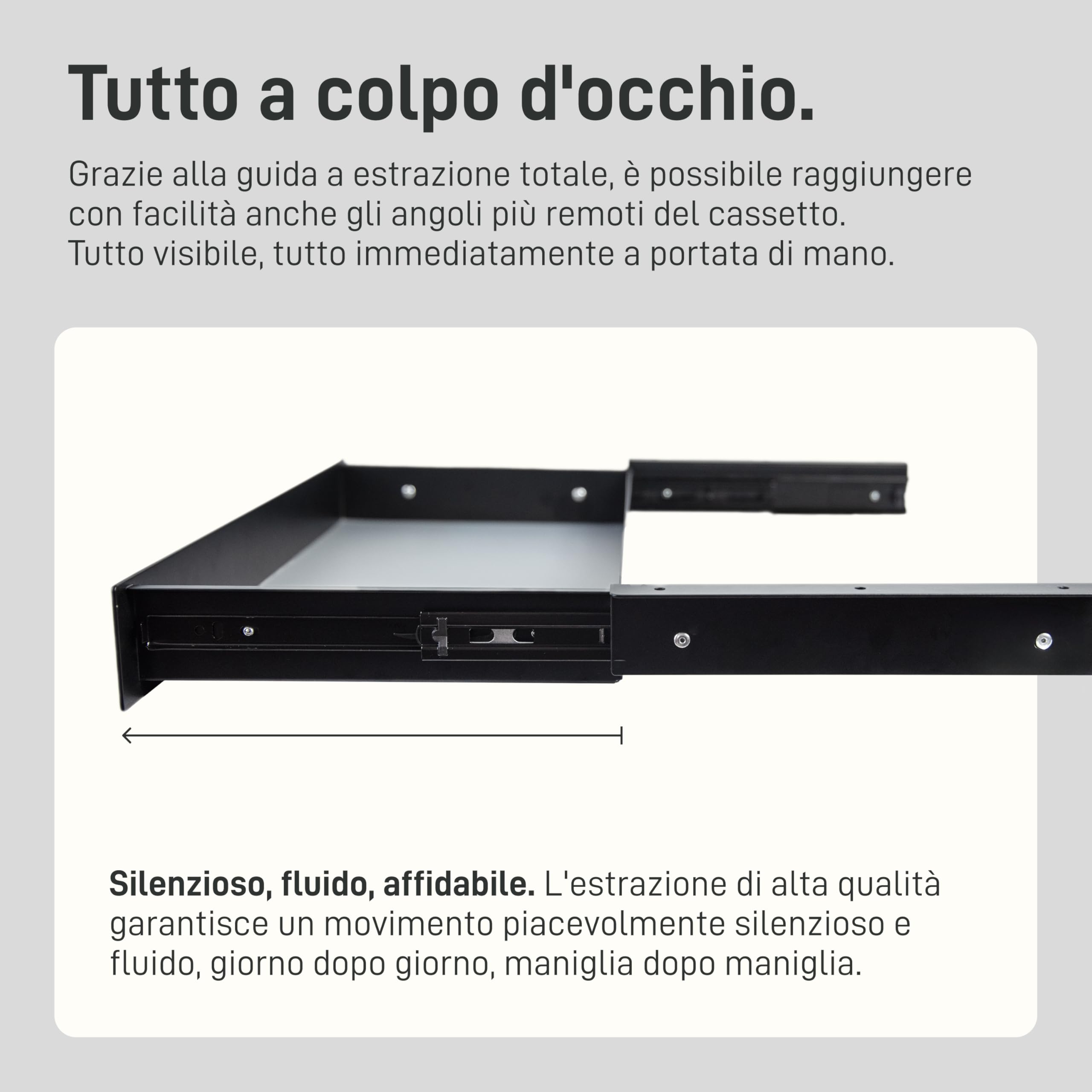 Natural Goods Berlin EXPERT - Cassetto in metallo nero con tappetino antiscivolo – 55 x 25 x 5 cm – Sottomano cassetto cassetto cassetto scrivania Under Desk Drawer cassetto scrivania