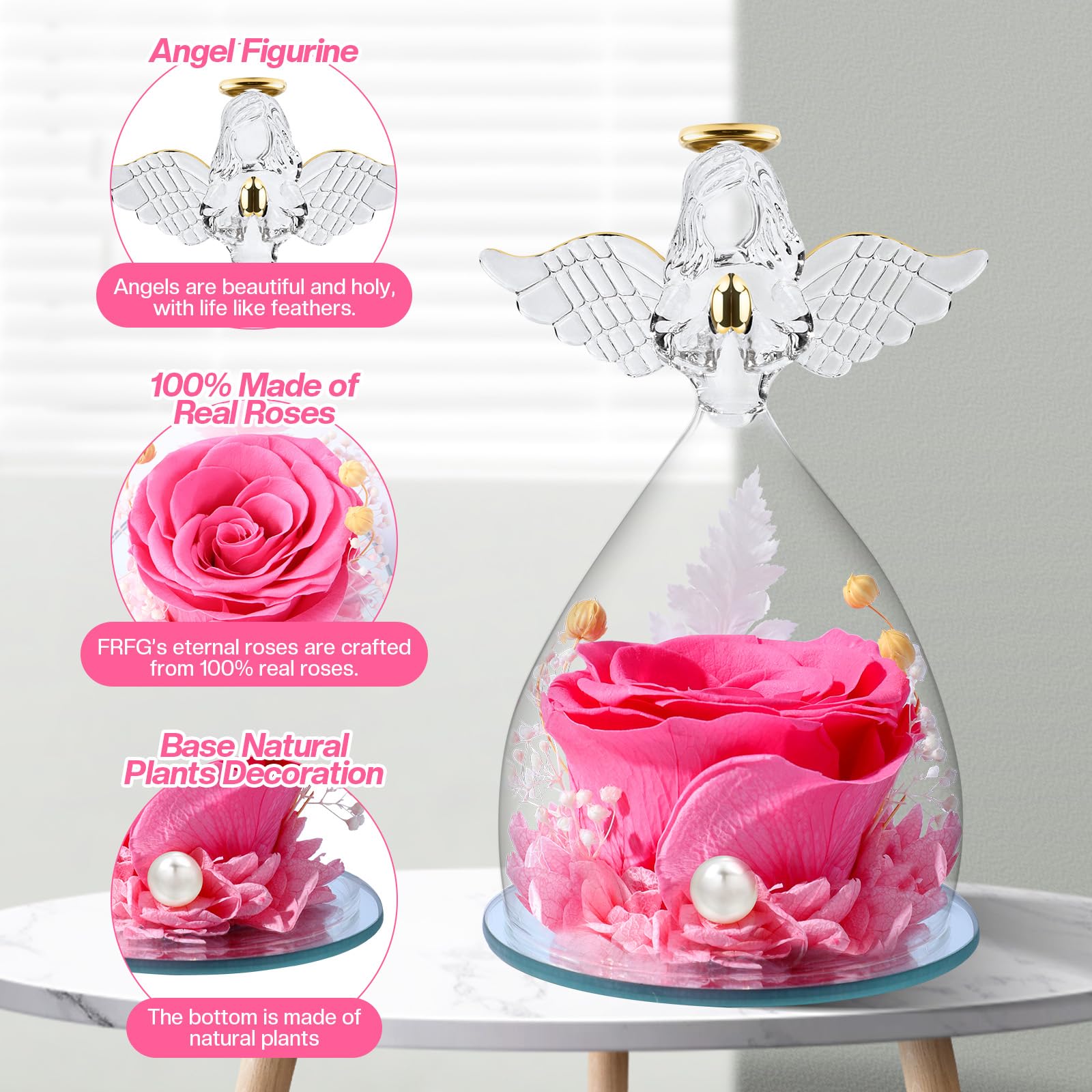 ZLPBAO De mooie en het Beest eeuwige regenboog roos glas licht kunstroos met ledlicht in glazen