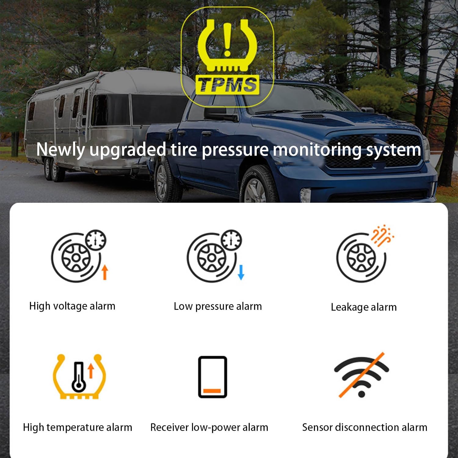 Solar TPMS for 4 & 6 Wheel Automobiles Trucks Live Pressure Observing Impermeable ABS Plan Solar Tire Pressure Observe