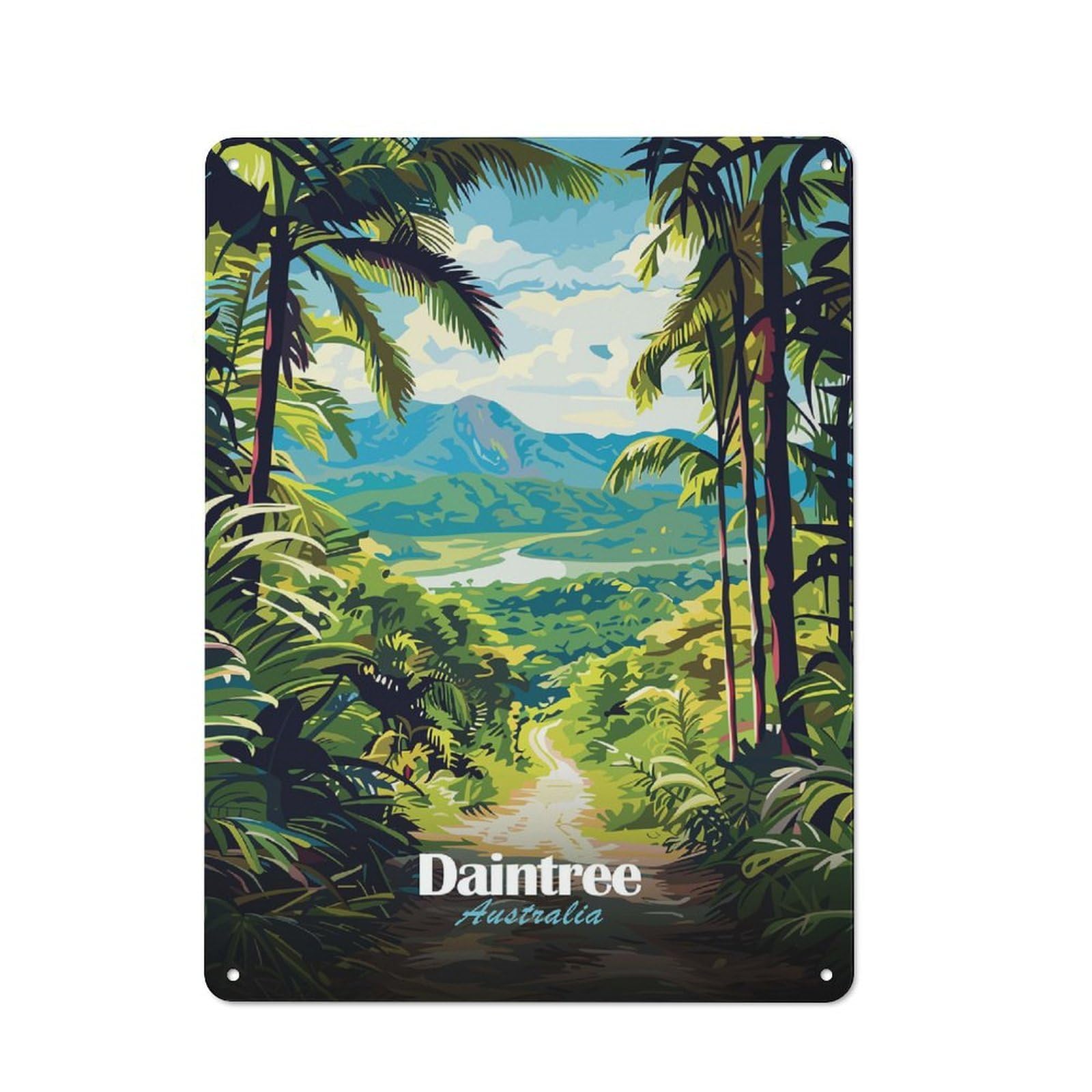 Vintage Metal Plaque 40x30cm Featuring Daintree Rainforest, Australia, Diner Style Decor for Restaurant, Kitchen, Counter Or Breakfast Nook