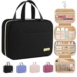 Travel Toiletry Bag - Hanging Toiletry Bag for Women & Men&comma; Makeup Bag&sol;Big Comparment&comma; Waterproof for Travel Accessories&comma; Travel Essentials&comma; Medium&comma; Black
