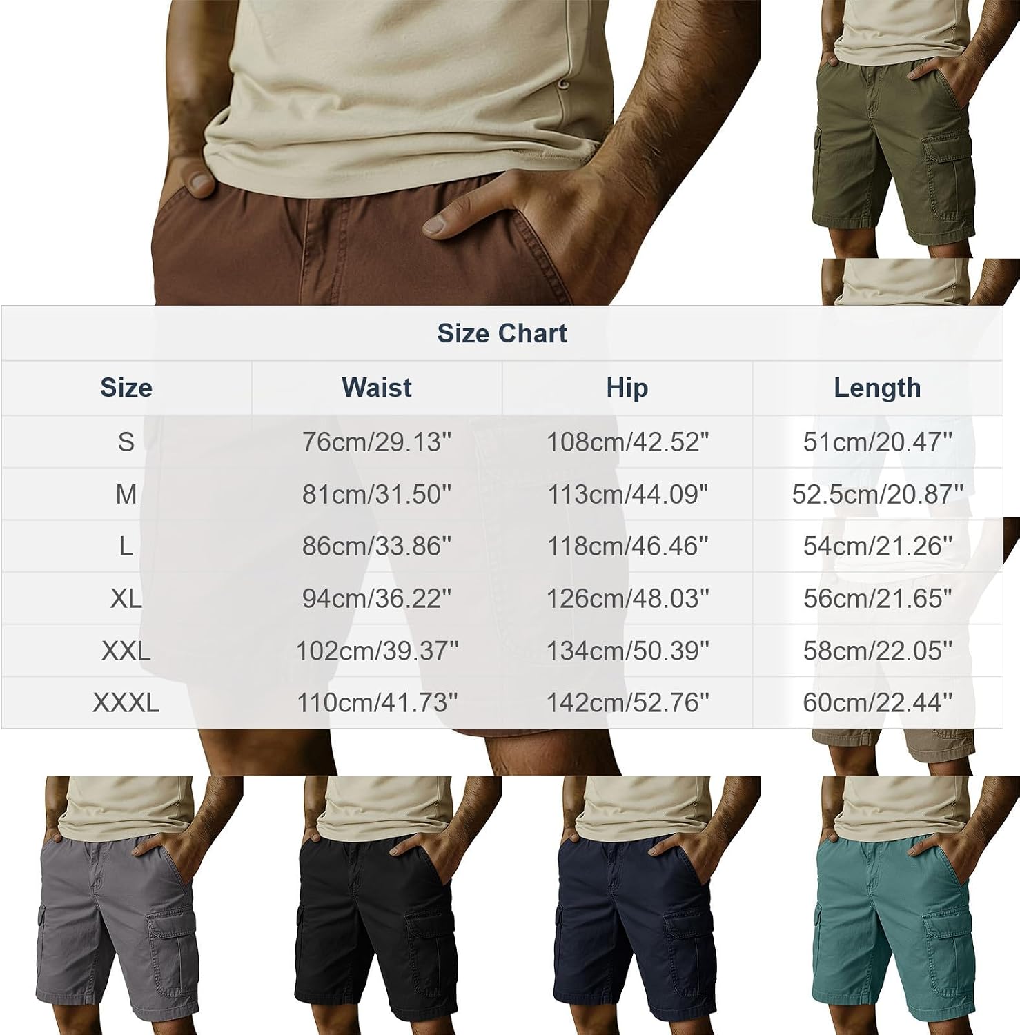 Men's Casual Jogger Shorts Sweat Cargo Short Pants Elastic Waist Athletic Workout Hiking Shorts with Pockets