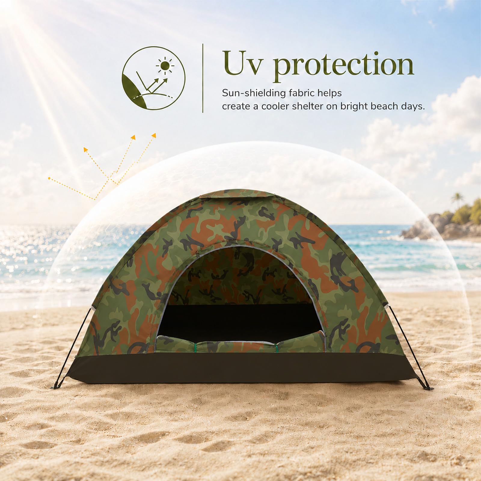 Pop-Up Wurfzelt für 3–4 Personen, wasserdichtes Camping Zelt, leichtes Schnellaufbau Einwand-Zelt, tragbares Outdoor Zelt für Strand, Festival, Wandern & Camping