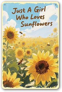 Funny Sunflower Gifts for Women Tin Sign Christmas Birthday Gifts for Sunflower lovers Farm Home Bar Living Room Bedroom Bathroom Wall Art Poster Sign Accessories Office Wall Decor