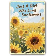 Funny Sunflower Gifts for Women Tin Sign Christmas Birthday Gifts for Sunflower lovers Farm Home Bar Living Room Bedroom Bathroom Wall Art Poster Sign Accessories Office Wall Decor