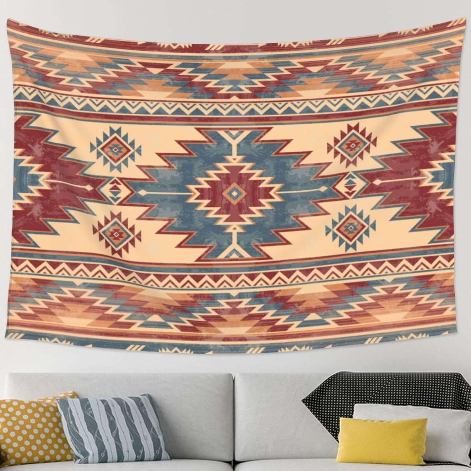 Keiutexe Aztec Native American Tapestry 60" X 40" Navajo Tribal Wall Hanging Party Decorations Home Decor For Bedroom Living Room Dorm (150 X 100cm)