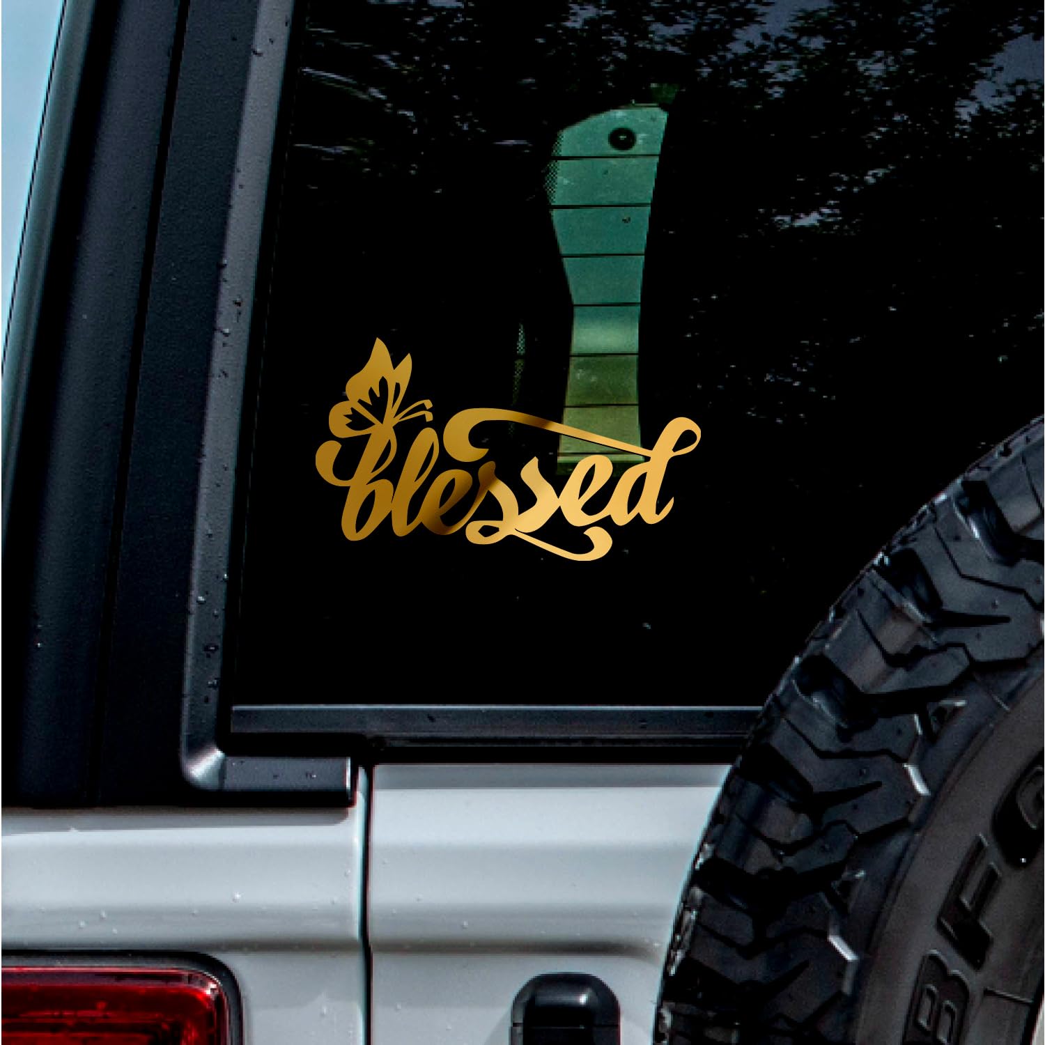 Transparent Decal Stickers of Butterfly Blessed Christians (Metallic Gold) Premium Waterproof Vinyl Decal Stickers for Laptop Phone Accessory Helmet