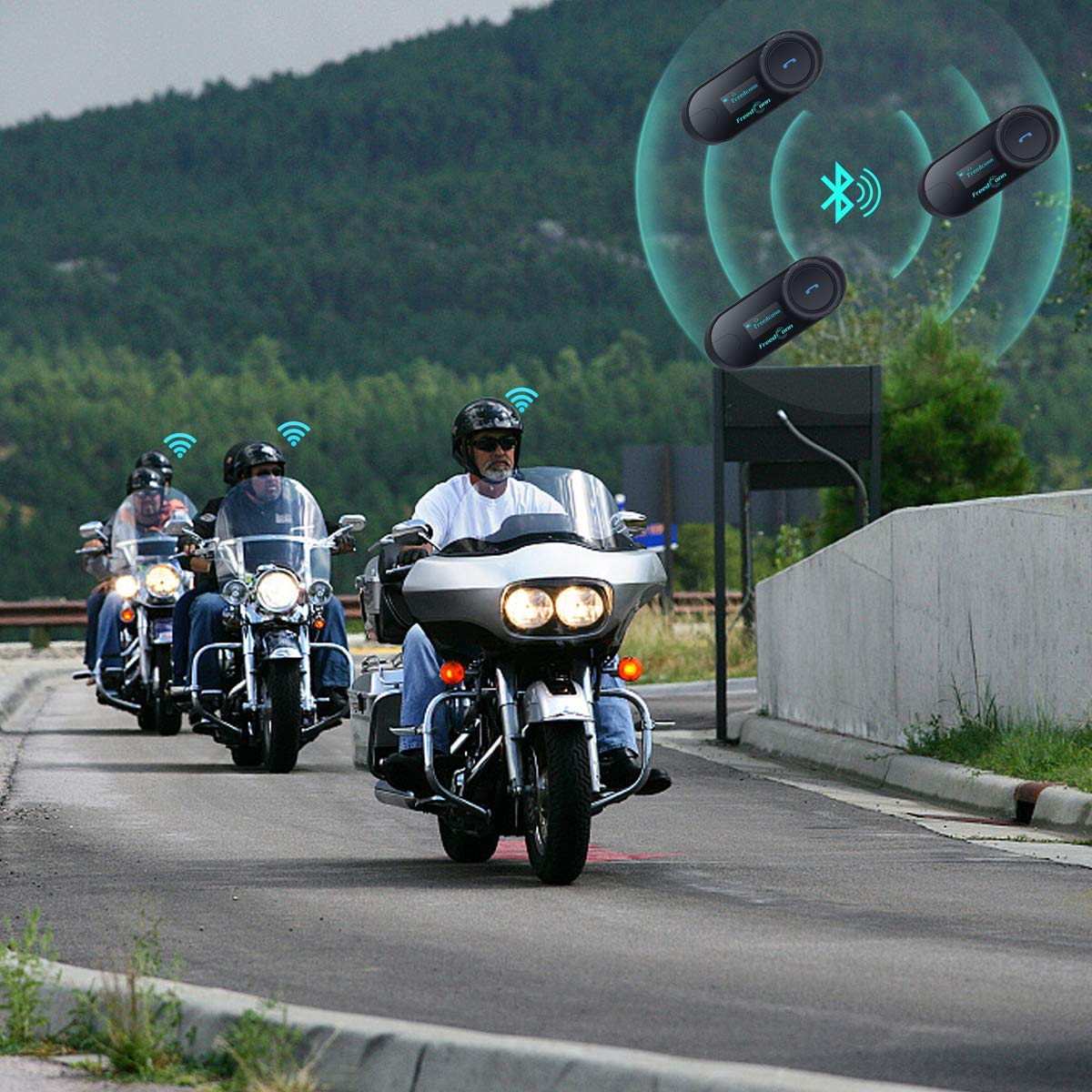 FreedConn Intercomunicador Casco Moto T-COM SC 2 Vías 800M con Pantalla LCD, Universal Bluetooth 5.0 Auriculares Intercom para Motocicleta, Manos Libres Comunicador con Música Compartida (2)