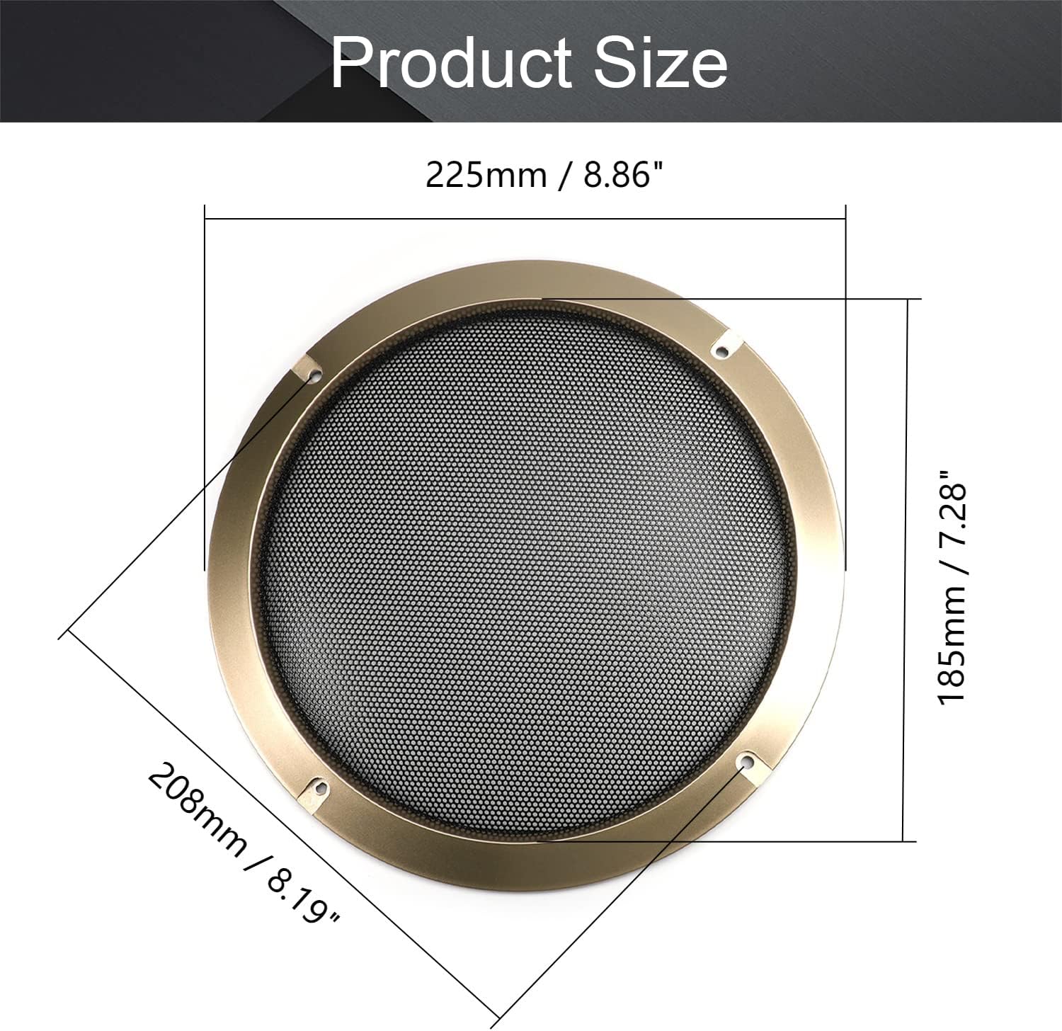 Fielect 2Pcs 9inch Speaker Grill Covers Mesh Decorative Circle Subwoofer Guard Protector Cover Audio Accessories Gold