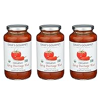 Vista 1 de Dave's Gourmet Organic Spicy Heritage - Salsa de pasta marinara de tomate rojo, vegana y sin gluten, tarro de 24 onzas, paquete de 3 frascos
