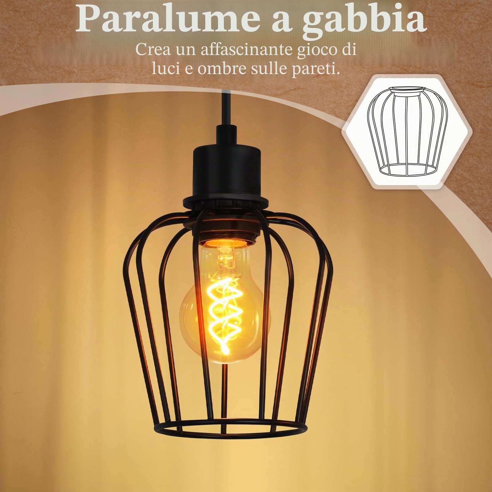 ZMH Plafoniera vintage Lampada da soffitto camera - Nero plafoniera | soffitto in legno e metallo con 3 luci retro portalampada E27 altezza regolabile design industriale illuminazione per interni