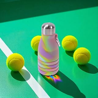 1 Pcs Water Bottle Twist-Top Small Mouth Collapsible Cup 550ml Hand Wash Silicone Pink Camouflage 25x7x7cm