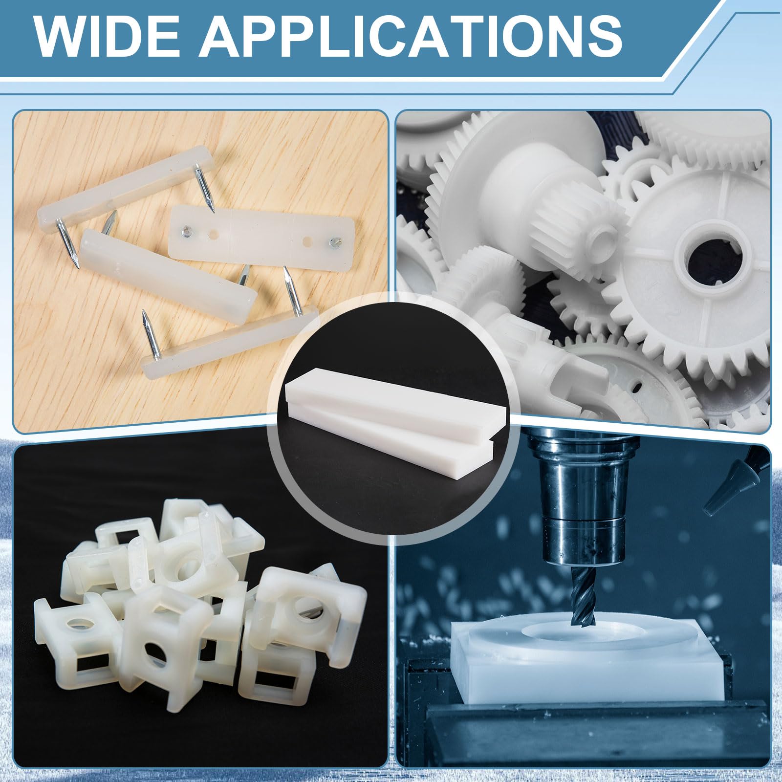 HDPE Plastic Blocks - 2 Pack, 1" x 3" x 12" -6