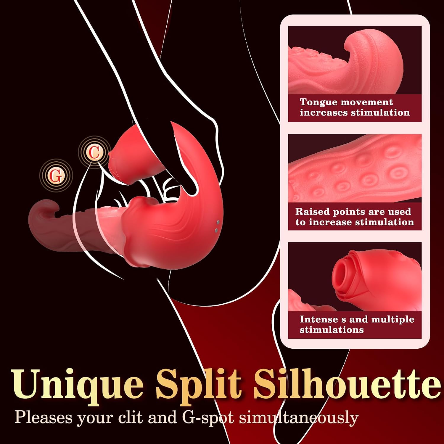 Sucking Tongue Vibrator Sex Toys for Women, Wiggling Rotating Sex Machine