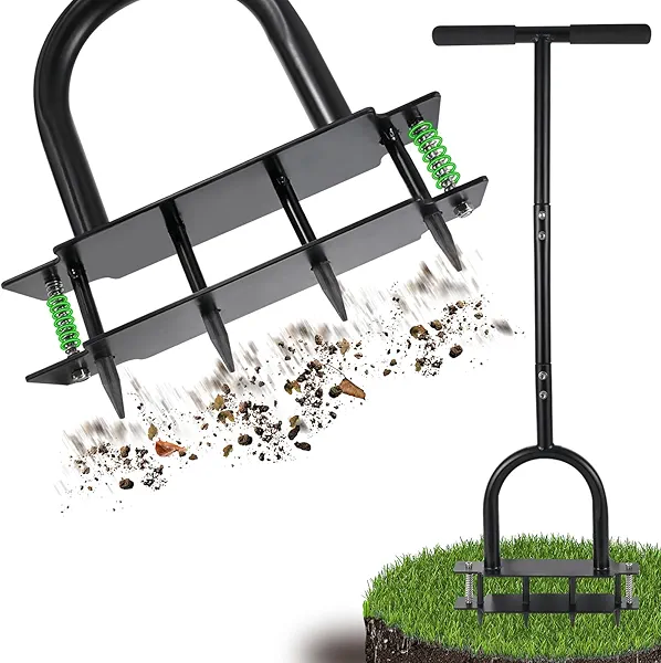 Lawn Aerator - Aerator Lawn Tool, Manual Metal Spike Lawn Aerator Tool with Spring, Automatic Dirt and Leaf Clean Design, Yard Aerator for Lawn for Loosening Soil, Garden Tool