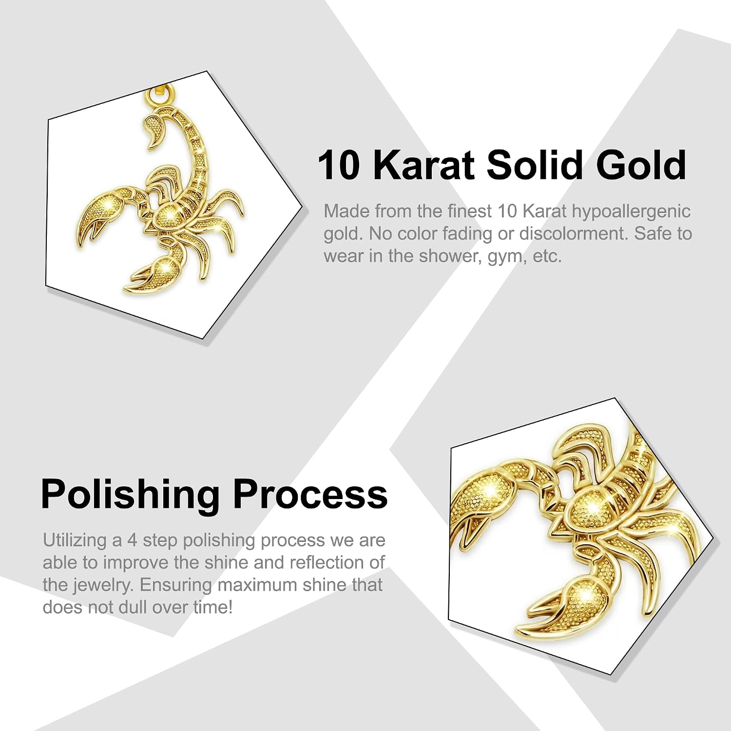 Gold Scorpion Charm Pendant - 10 Karat Gold - Scorpion Jewelry - Scorpio Zodiac Jewelry