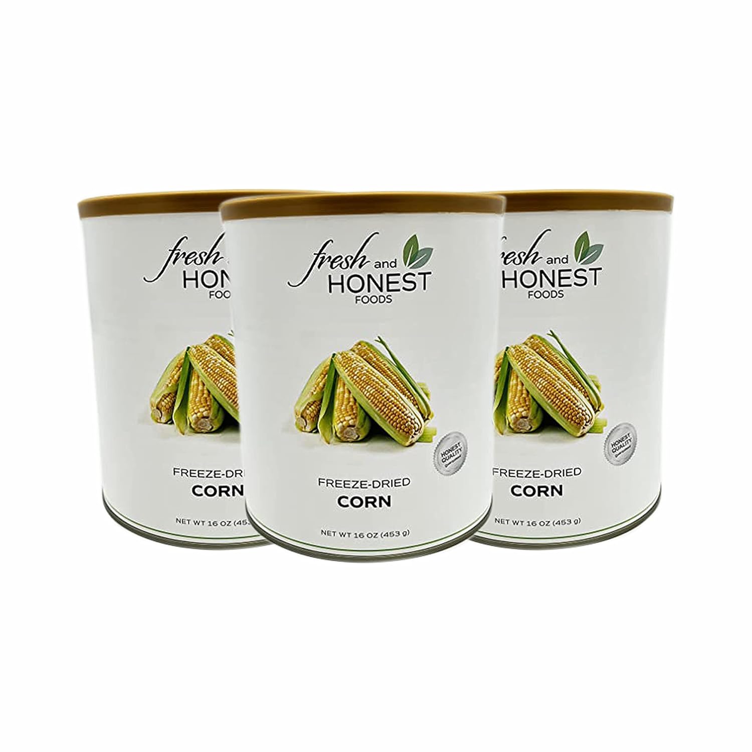 Fresh and Honest Foods 100% All Natural Freeze Dried Sweet Corn 16 OZ #10 Can up to 20 yrs Shelf Life. Perfect for Emergencies, Food Storage, Survival. (03) Cans