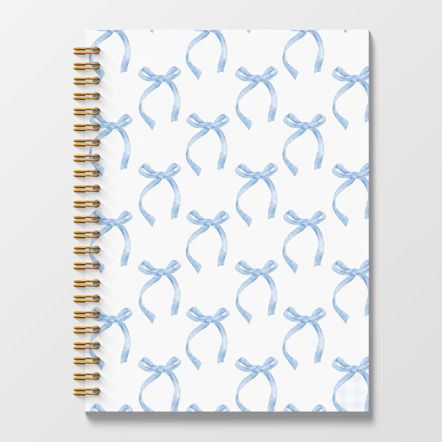 Blue Coquette Bow Spiral Journal Notebook 5.5x8.3, Preppy Spiral Journal Notebooks for School, Coquette Preppy School Supplies Notebooks, Blue Bow Journal for Women