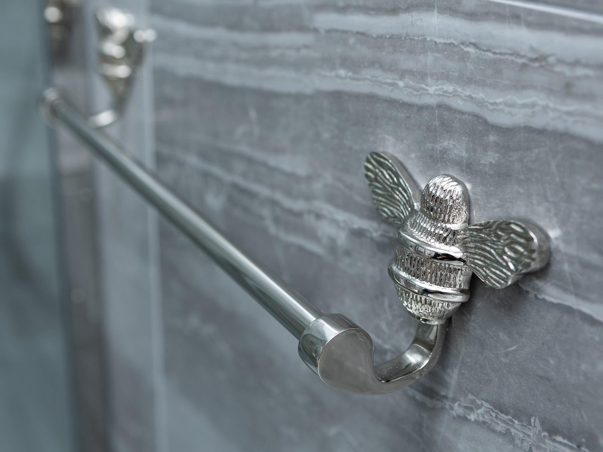 Brass Bee Nickel Towel Rail With Bee