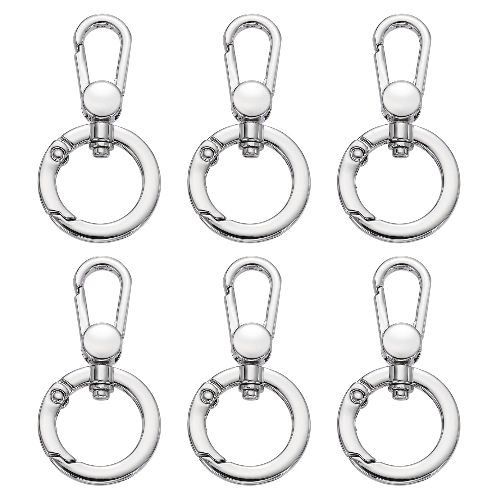 sourcing map 6Pcs Swivel Clasp Clip, Metal Spring Snap Hooks Keychain Key Ring Double Opening Lobster Claw Clasp Zinc Alloy Purse Clips for Jewelry Crafts Lanyard Making, Silver