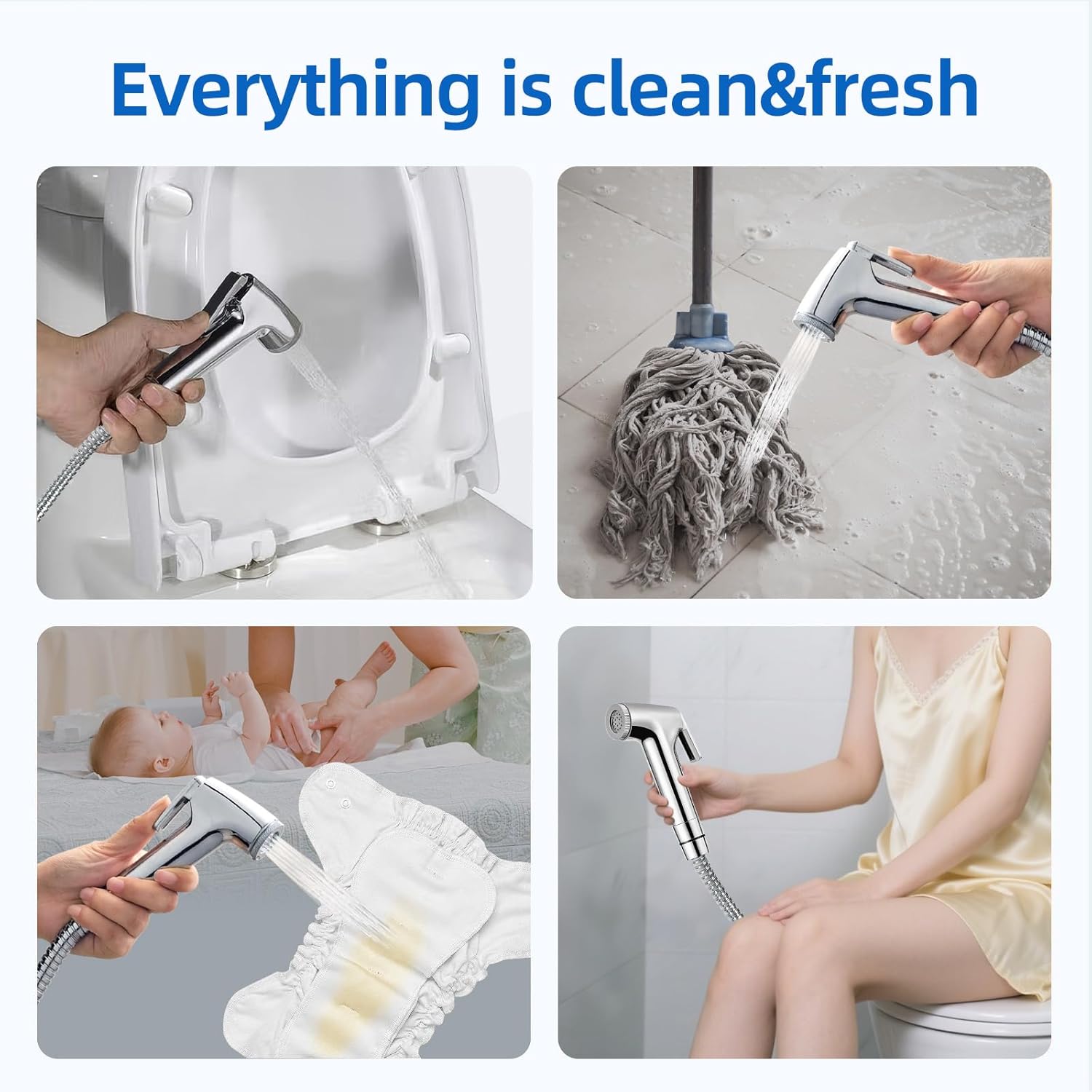 Handheld Toilet Bidet Sprayer for Adjustable Water Pressure Control with Bidet Hose，Toilet Shower Spray(Olny Sprayer with Hose)