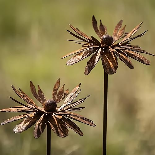 Lot de 2 décorations de jardin rouillées - Décoration en