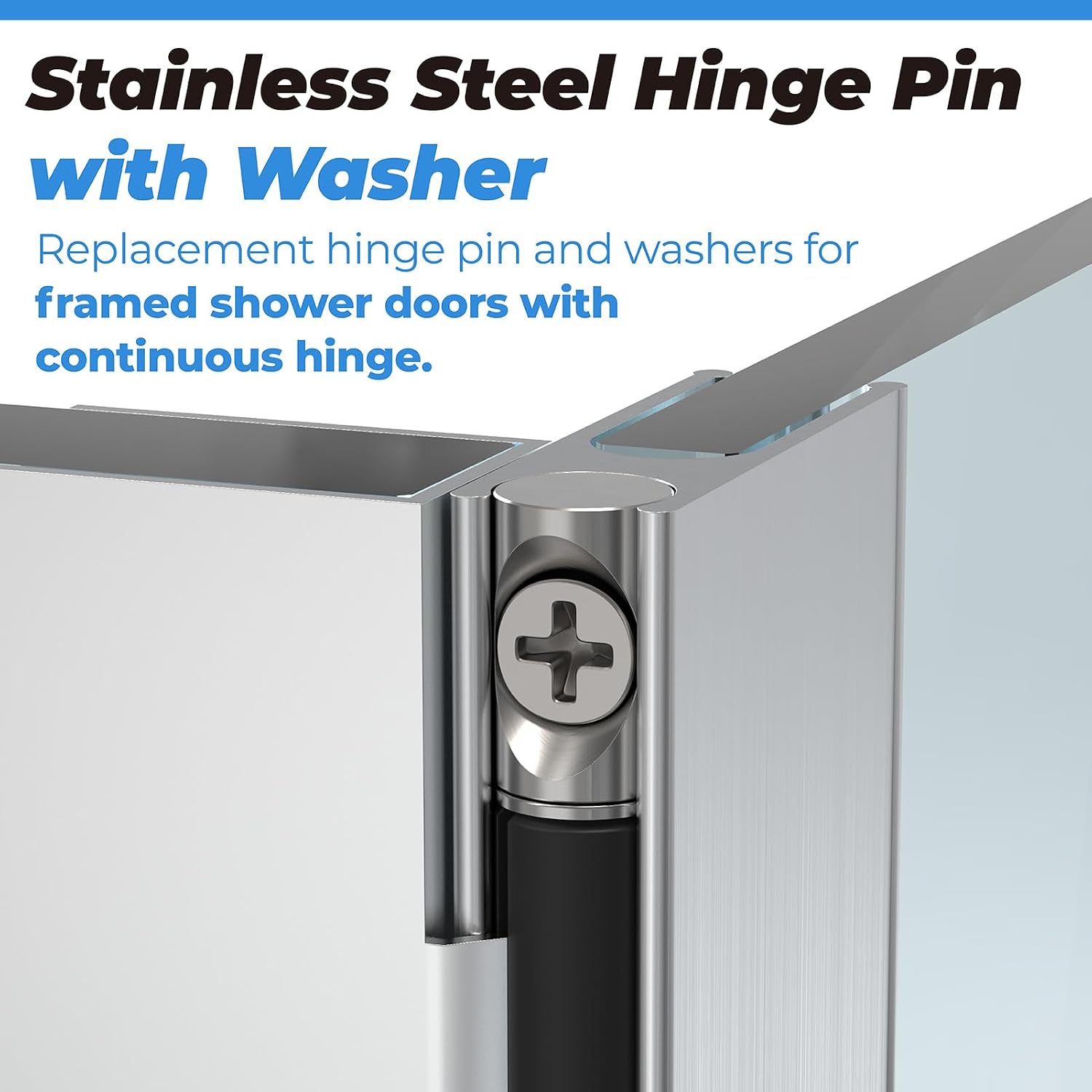 Stainless Steel Hinge Pin fits Framed Shower Door, Pivot Hinge Pin 5/16" Diameter and Washer 2 Pack