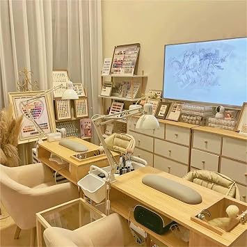 Solid Wood Nail Tech Desk with Drawer Nail Desk with Large Desktop Computer Desk Computer Desk Storage Design with Grooves for Nail Salon Home,Ideal for Home