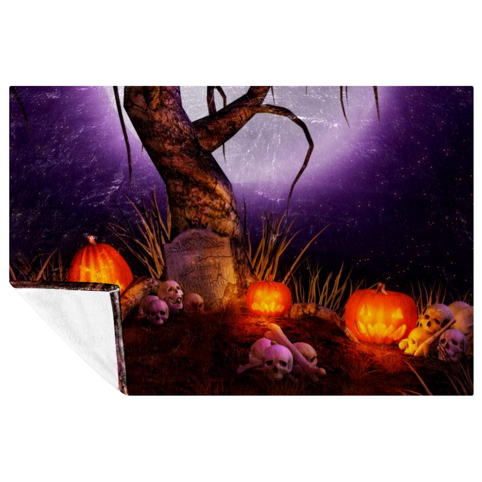 Couverture Halloween motif araignée citrouille grand plaid chaud 150x100