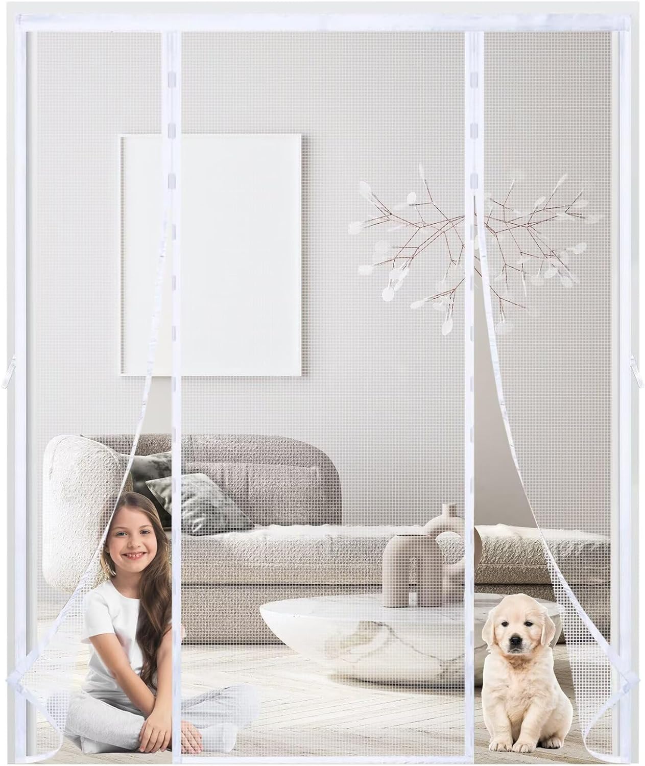 Zanzariera magnetica 255x255 cm bianco doppia porta