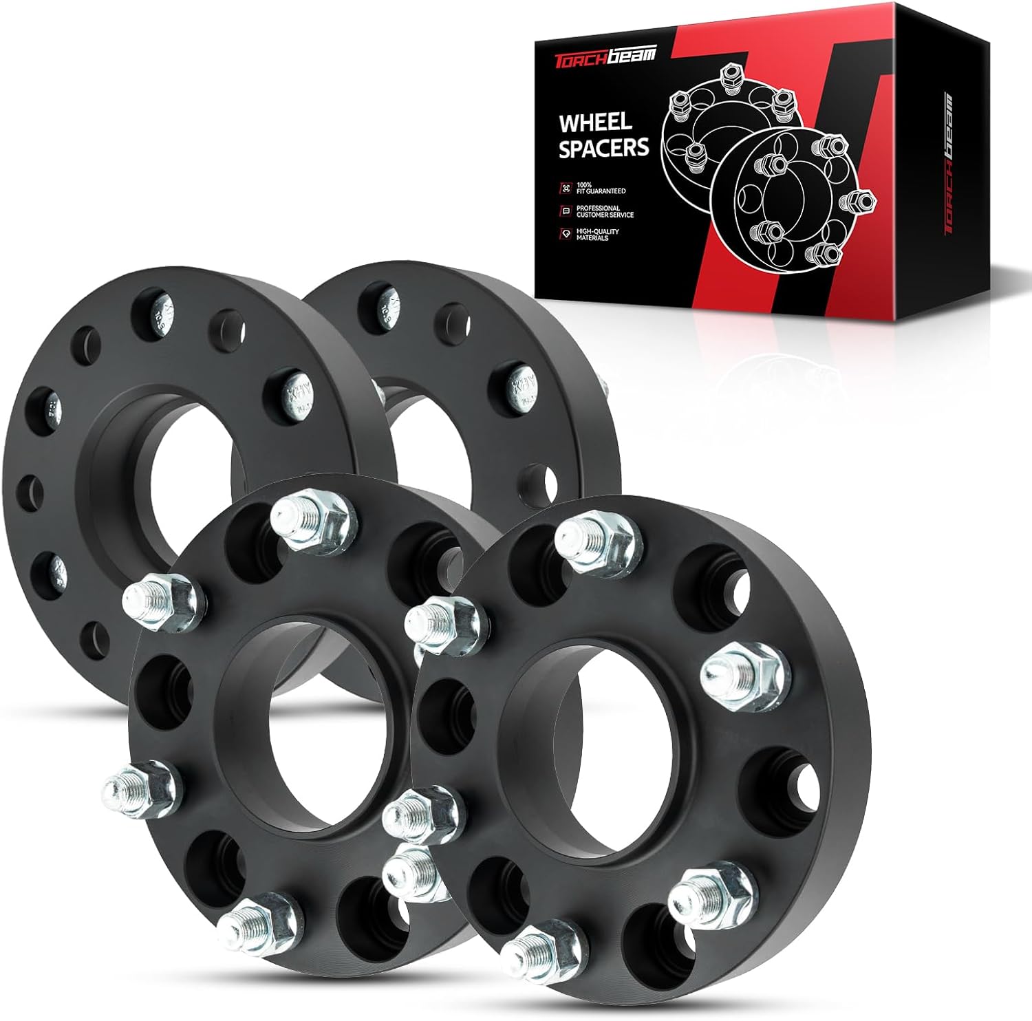 Torchbeam 6x5.5 Hub Centric Wheel Spacer 1.25“ for Silverado 1500, 1500, Sierra 1500, Tahoe, Yukon, Suburban 1500, Suburban, Avalanche, 78.1mm Hub Bore & M14x1.5 Stud, 6 Lug Forged Spacer, 4Pcs