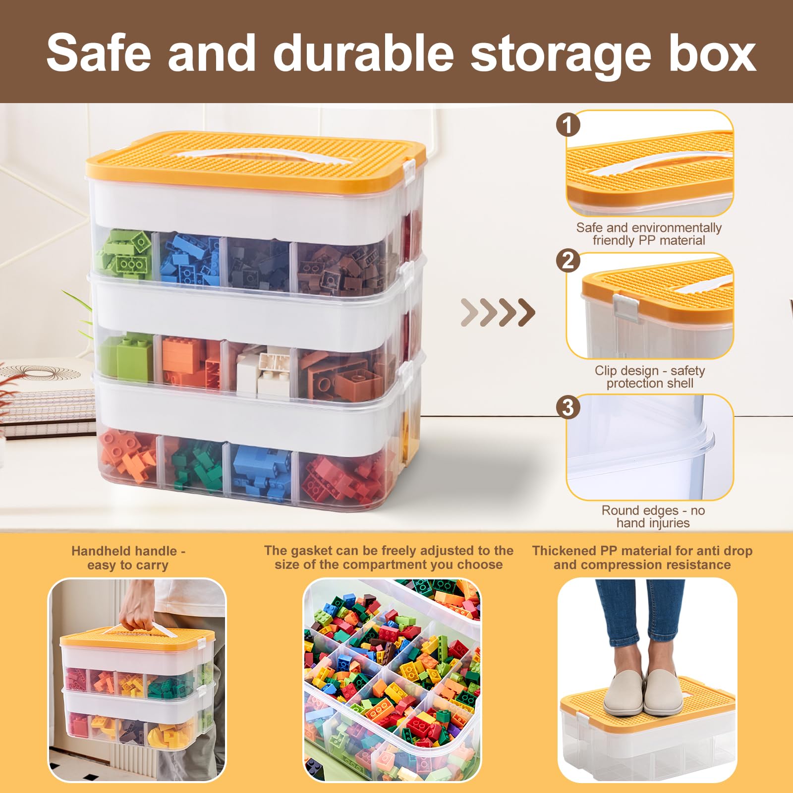 Boite Rangement Plastique pour Lego Briques Coffre A Jouet Enfant