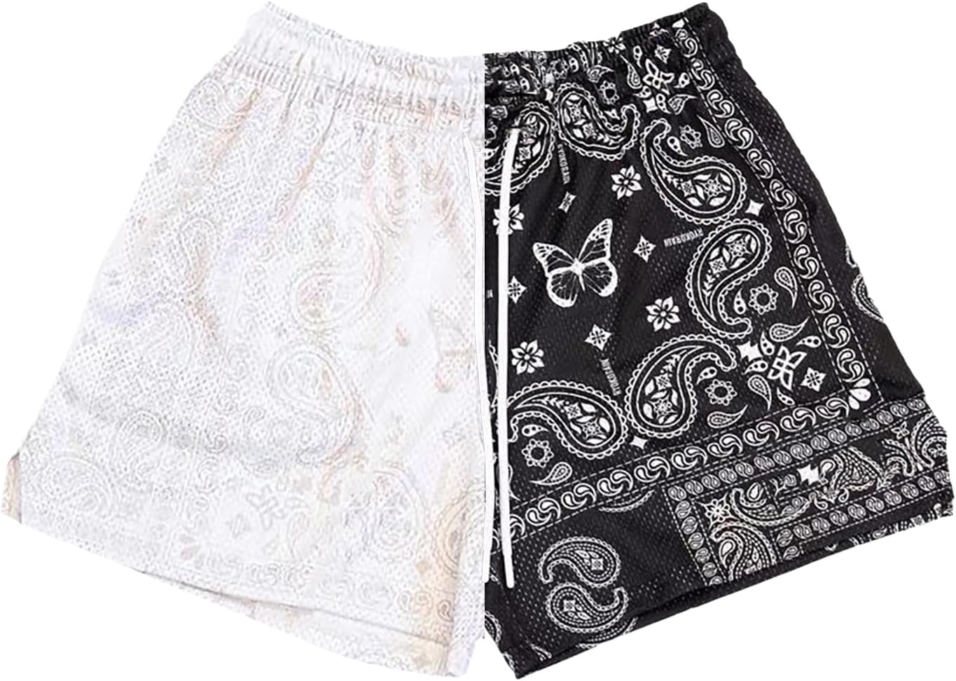 BOOMLEMON Mens Paisley Shorts Mesh Graphic Print Retro Casual Shorts Athletic Gym Basketball Running Short Pants