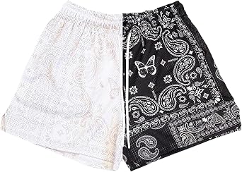 BOOMLEMON Mens Paisley Shorts Mesh Graphic Print Retro Casual Shorts Athletic Gym Basketball Running Short Pants