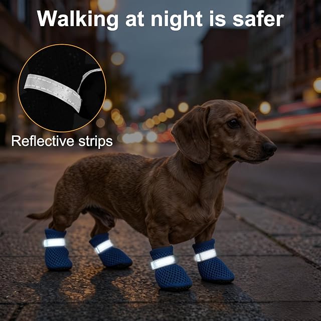 Foto 6 de 7 de LCCGZ 4 Piezas Zapatos de Malla de Verano para Perros, Zapatos Perro Pequeño Verano