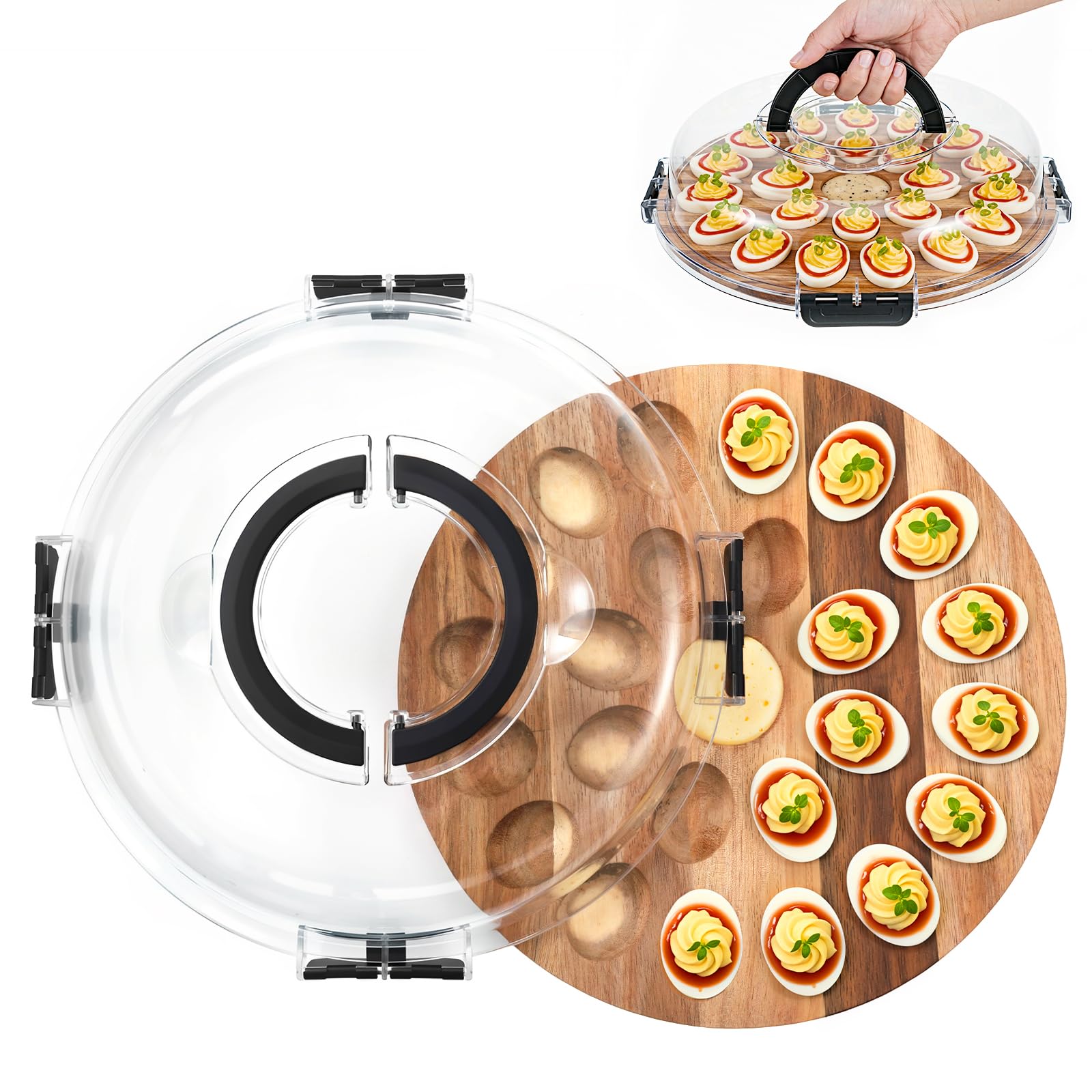 Nuovoware Acacia Wood Deviled Egg Platter