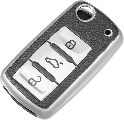 X AUTOHAUX Funda de TPU para llave de coche de 3 botones para Volkswagen para Skoda para asiento sin llave remota protector de llave en tono