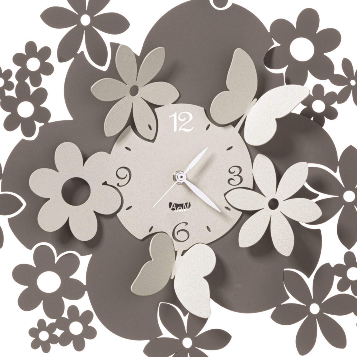 Arti & Mestieri Daisy - Orologio da Parete di Design 100% Made in Italy - in Ferro, Diametro 40 cm - Fango e Avorio