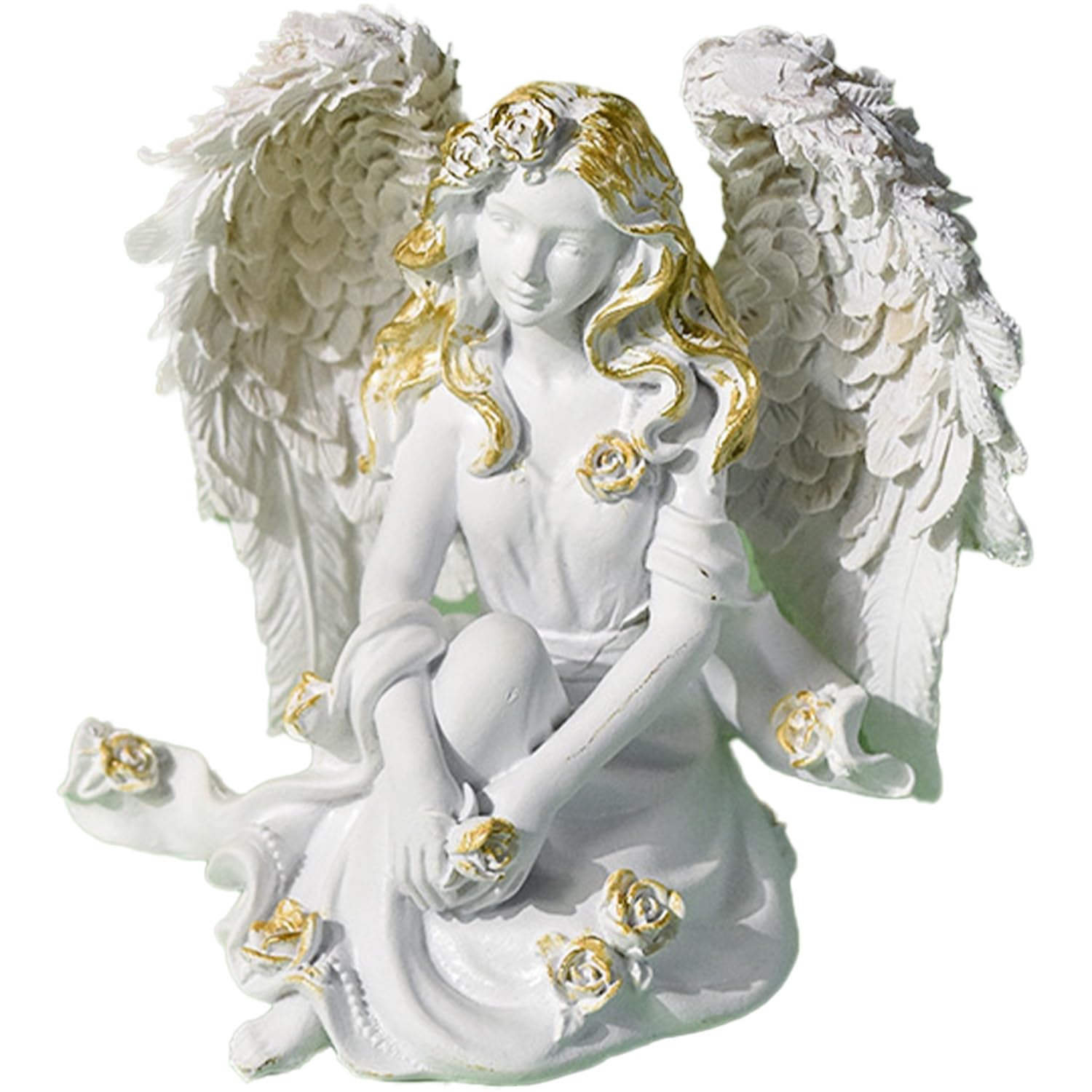 YORISMAL Double-Winged Angel Ornament, Home Desktop Decorations, Decorative Props Double-Winged Angel Resin Craft Ornaments, Resin Double-Winged Angel Statue Decorative Figures