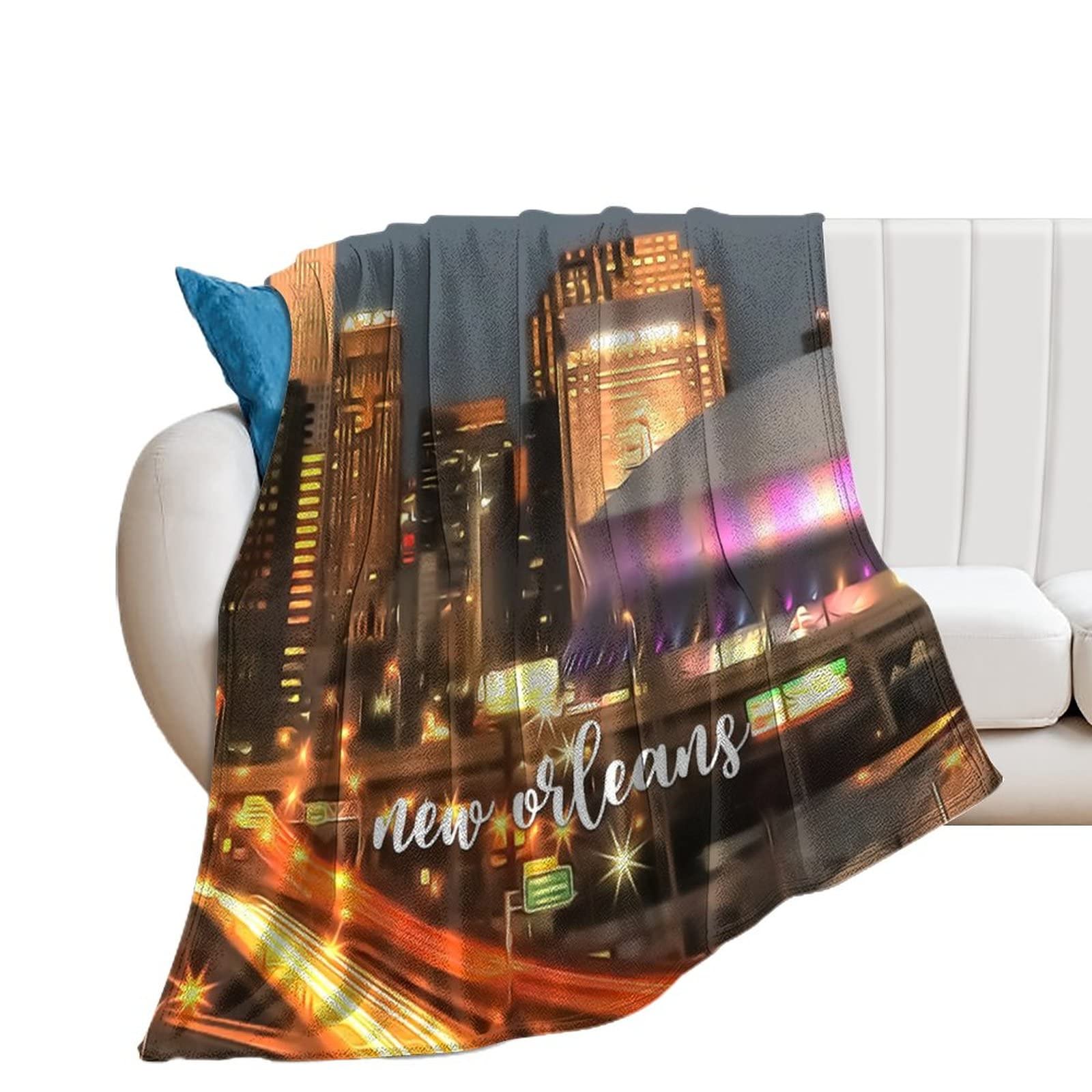 Plaid de canapé New Orleans couverture polaire douce pour soirées cinéma et voyage