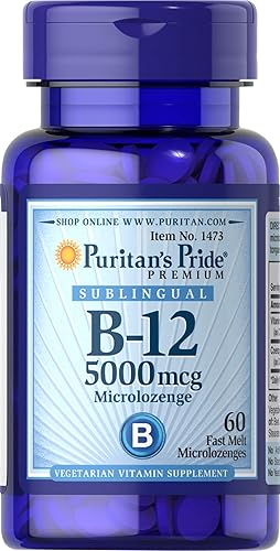 Puritans Pride Vitamina B-12 ayuda a convertir los alimentos en energía 5000 Mcg Sublingual- Microlozenges 60 unidades paquete de 1